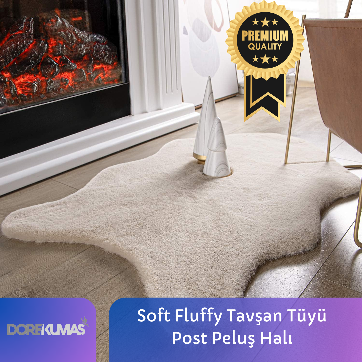 Soft Fluffy Tavşan Tüyü Peluş BEJ POST Halı Antibakteriyel Premium Kalite Süet Taban