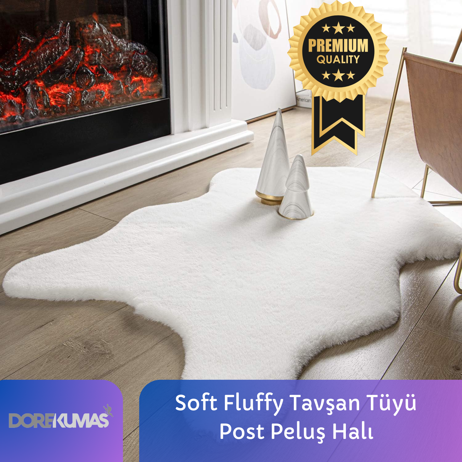 Soft Fluffy Tavşan Tüyü Peluş Beyaz POST Halı Antibakteriyel Premium Kalite Süet Taban